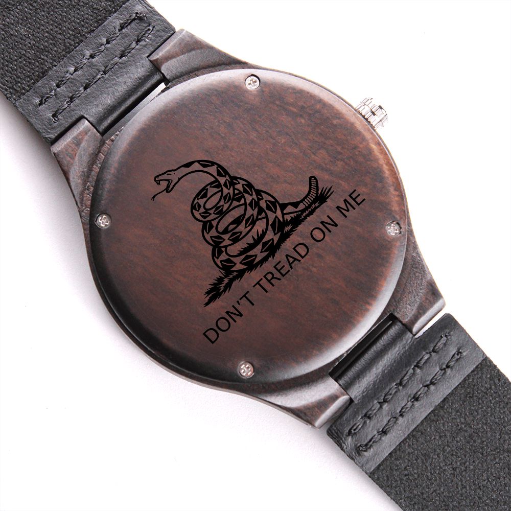 Don't Tread On Me Custom Engraved Wooden Watch